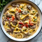 Cheesesteak Tortellini in Creamy Provolone Sauce