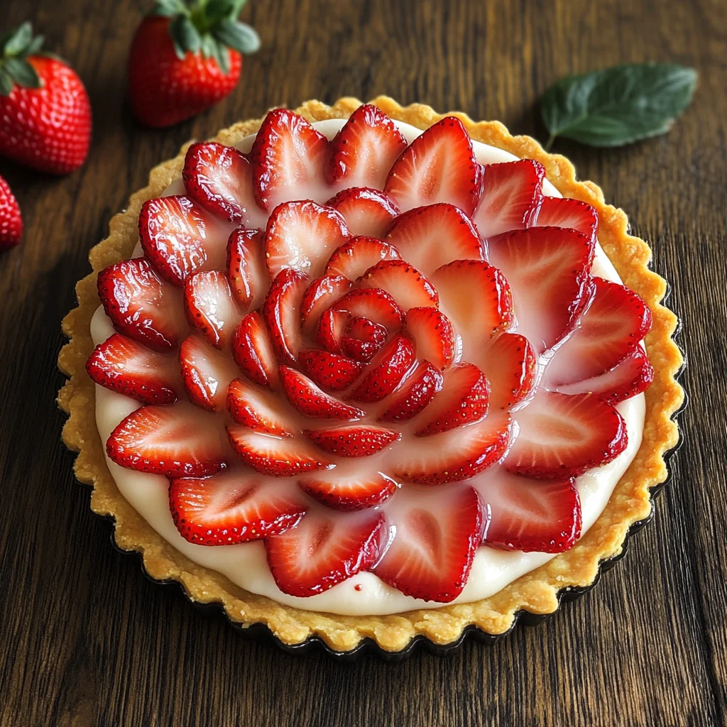 Strawberry Rose Tart with Custard Cream
