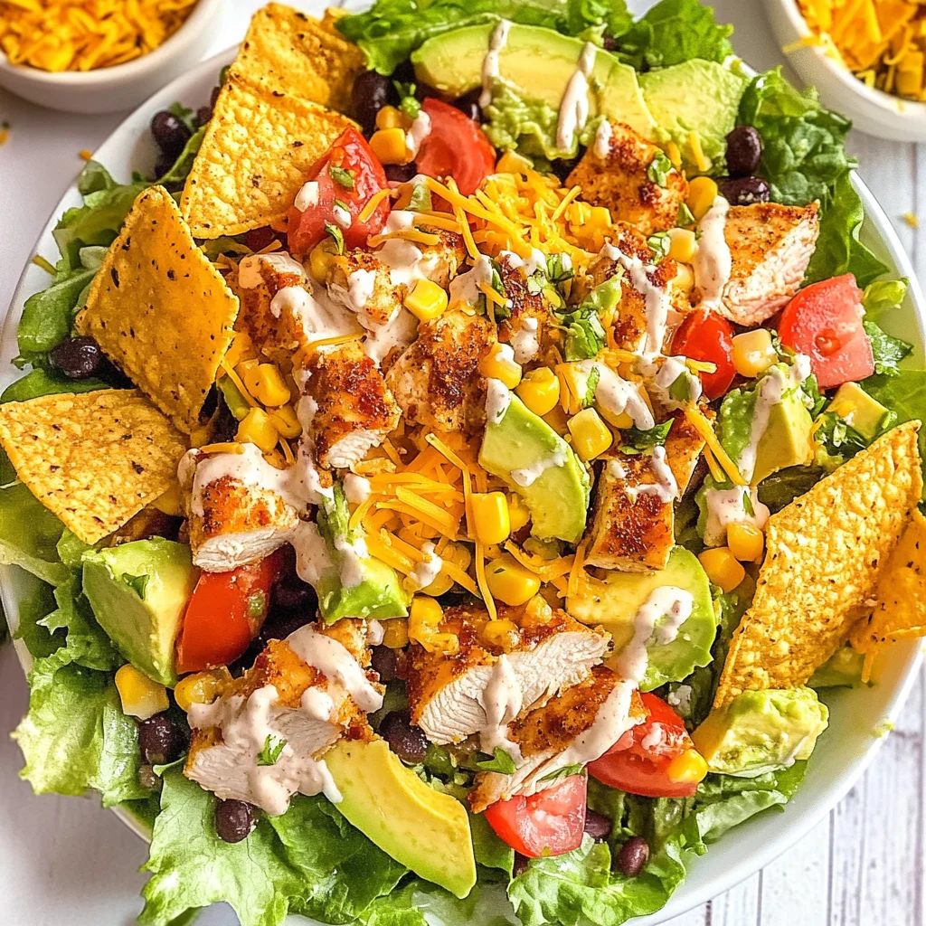 Loaded Chicken Taco Salad with Creamy Lime-Cilantro Dressing