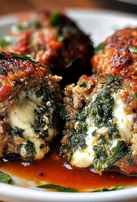 Spinach Garlic Meatballs Stuffed with Mozzarella