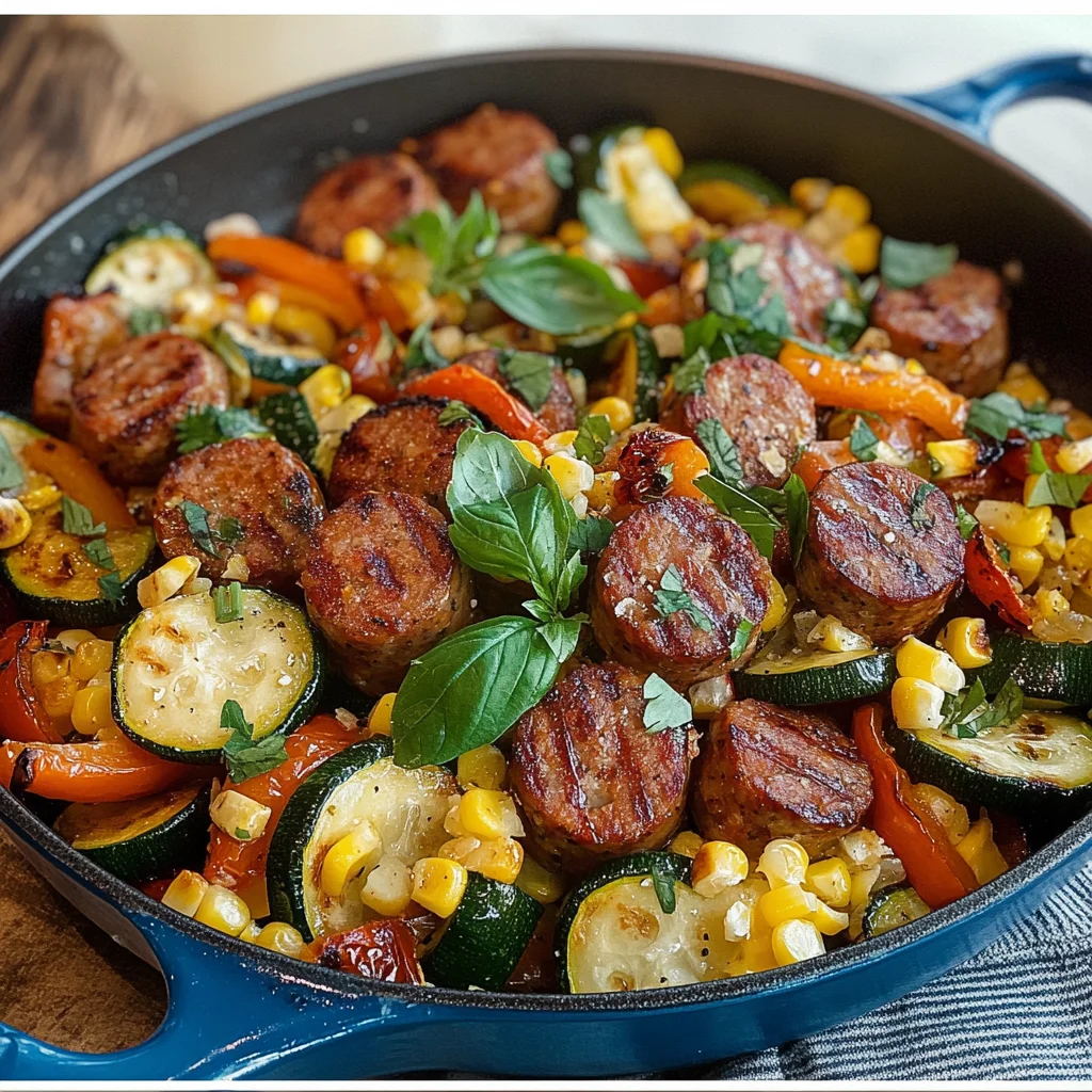 Summer Sausage Skillet with Andouille Sausage