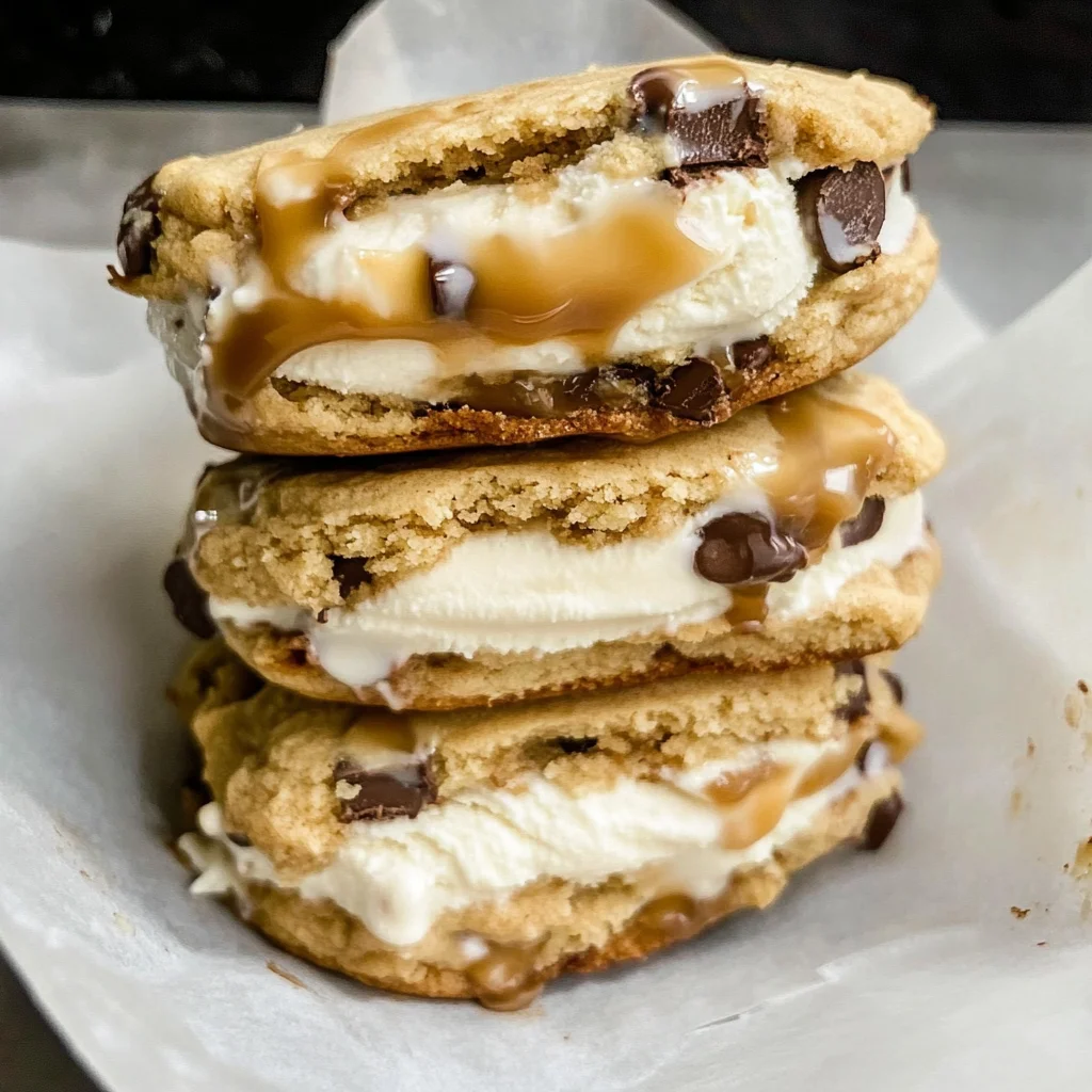 Vanilla Caramel Swirl Ice Cream Sandwiches