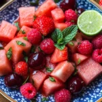 Watermelon Fruit Salad with Lime Mint Dressing