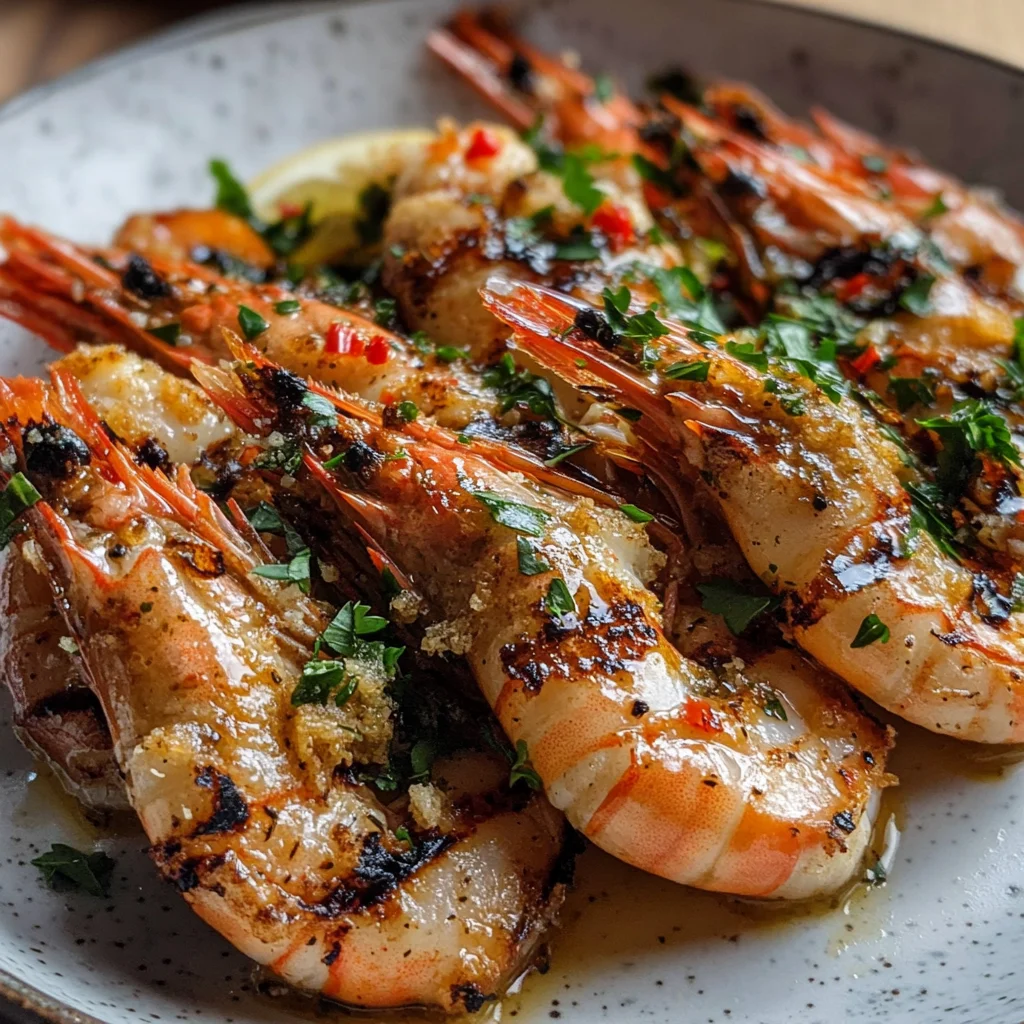 BBQ Grilled Prawns with Garlic, Lemon & Chilli