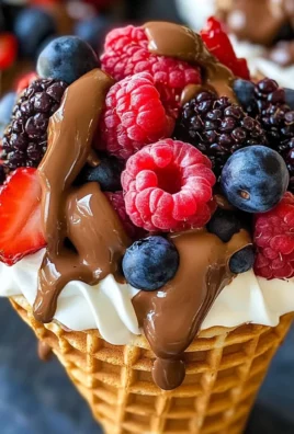 Chocolate Dipped Waffle Cone Fruit and Yogurt Cups