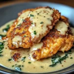 Crispy Parmesan Chicken with a Rich Garlic Sauce - Easy Dinner Idea