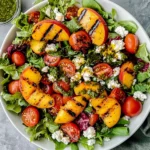 Grilled Peach Salad with Basil Vinaigrette
