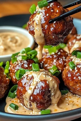 Korean BBQ Meatballs with Spicy Mayo Dip