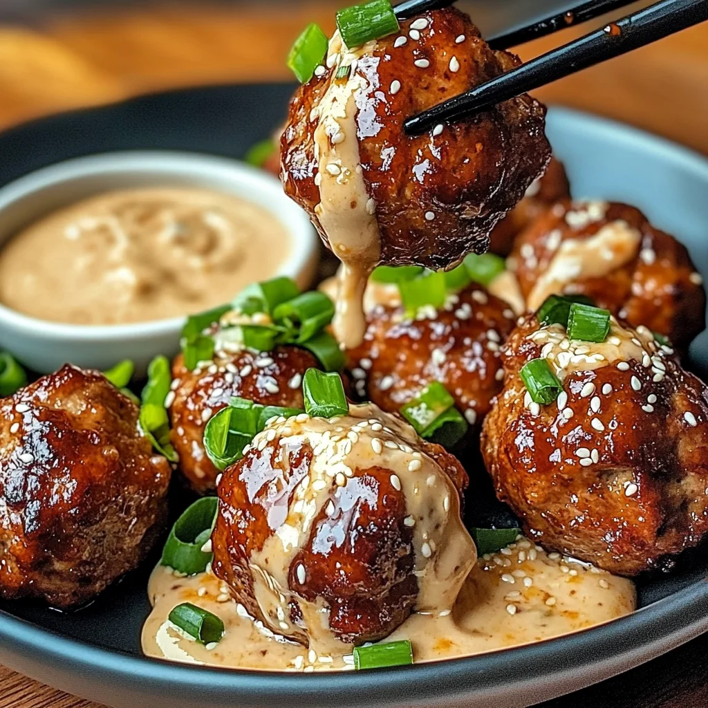 Korean BBQ Meatballs with Spicy Mayo Dip