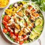 Loaded Chicken Taco Salad with Creamy Lime-Cilantro Dressing