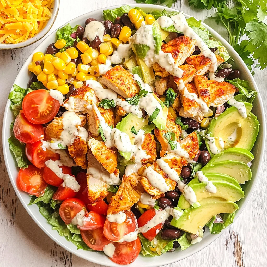 Loaded Chicken Taco Salad with Creamy Lime-Cilantro Dressing