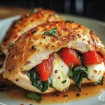 Savory Stuffed Chicken with Roasted Red Peppers, Spinach, and Mozzarella
