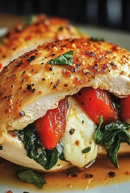 Savory Stuffed Chicken with Roasted Red Peppers, Spinach, and Mozzarella