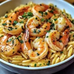 Shrimp Orzo in Lemon Garlic Sauce