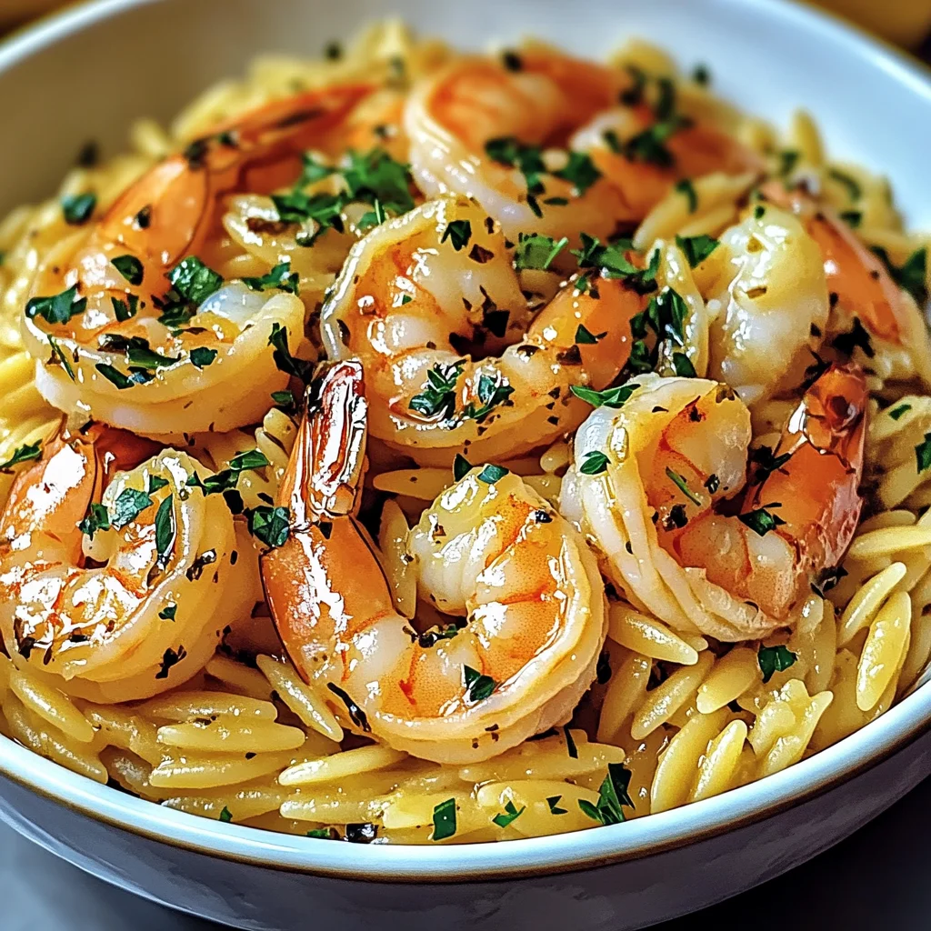 Shrimp Orzo in Lemon Garlic Sauce
