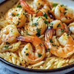Shrimp Orzo in Lemon Garlic Sauce