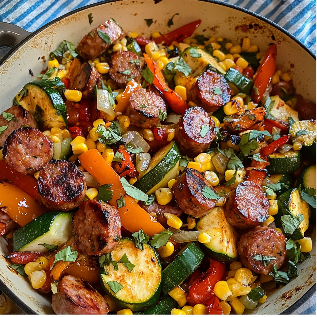 Summer Sausage Skillet with Andouille Sausage