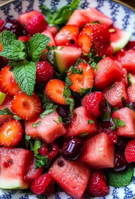 Watermelon Fruit Salad with Lime Mint Dressing