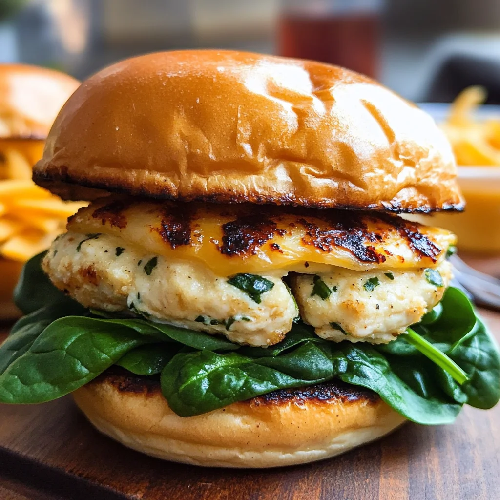 White Cheddar and Spinach Chicken Burgers Recipe