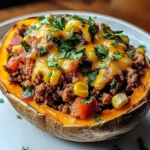 Ground Turkey Stuffed Sweet Potato