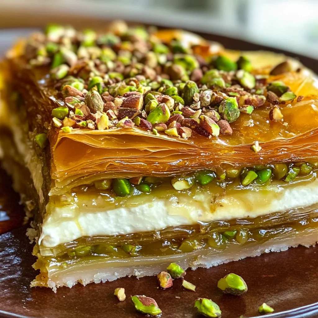 Honey Pistachio Baklava Cheesecake