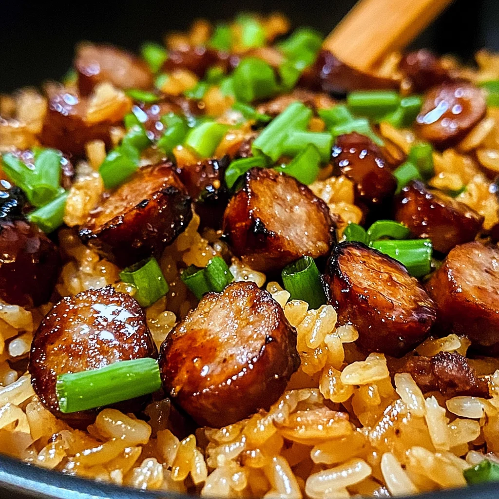 One-Pan Sweet and Tangy BBQ Sausage Rice