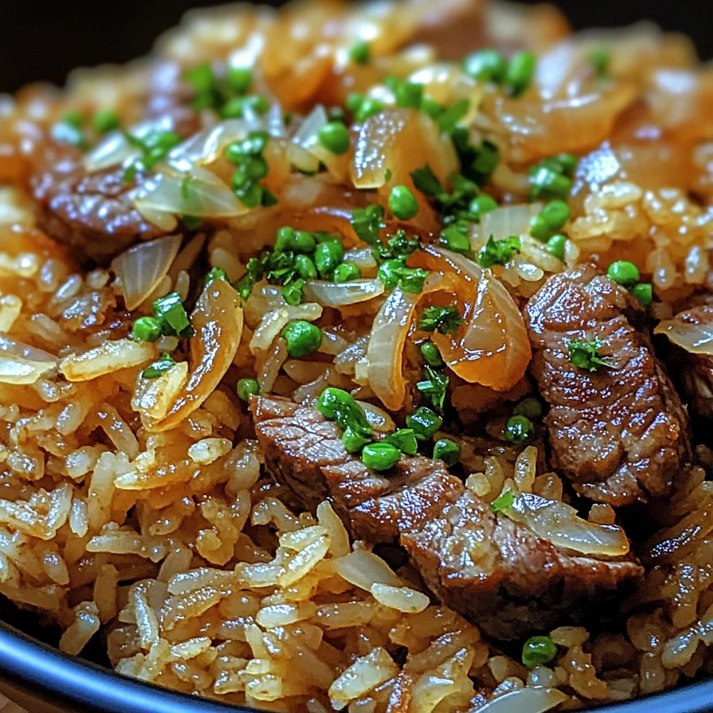 Savory Onion Beef Fried Rice
