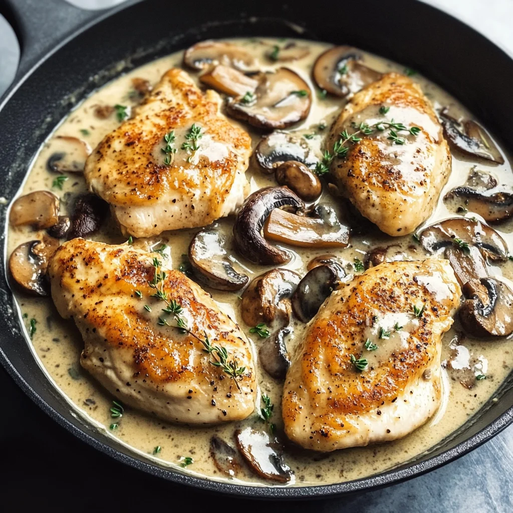 Skillet Chicken and Mushroom Wine Sauce