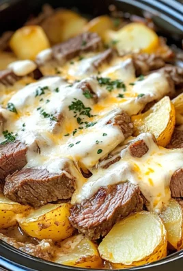 Slow Cooker Steak and Cheddar Potato Casserole