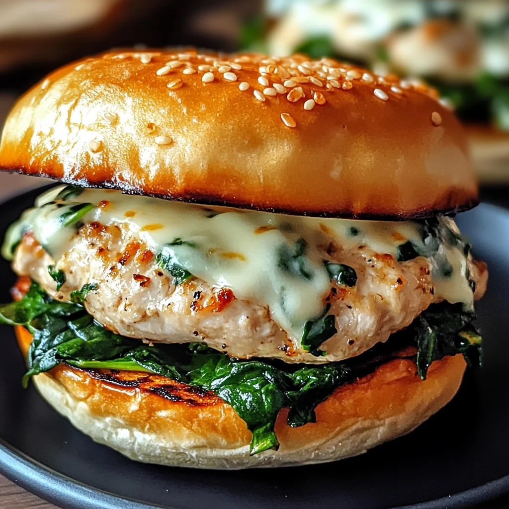 White Cheddar Spinach Chicken Burgers