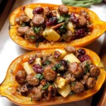 Apple Sausage Stuffed Butternut Squash