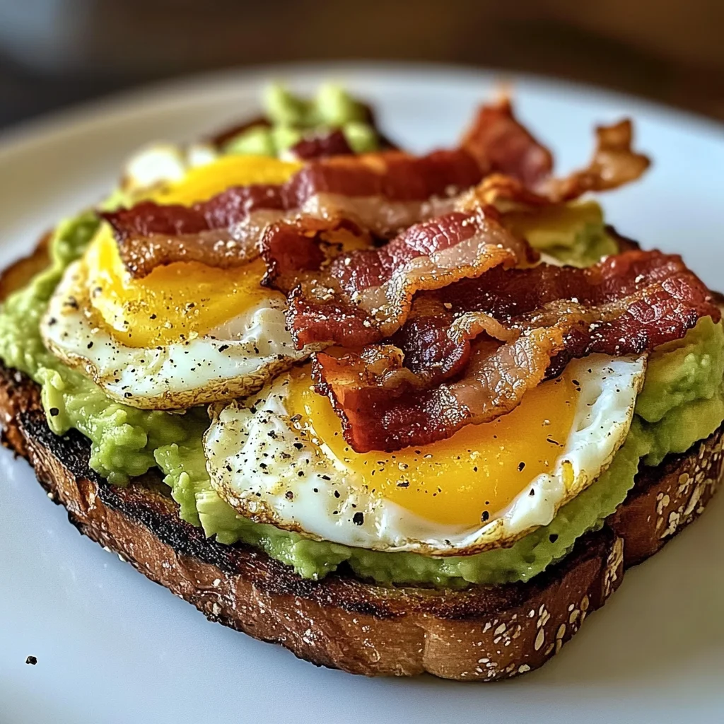 Bacon, Egg, and Avocado Toast 5 Steps Easy Delicious