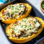 Creamy Spinach and Mushroom Stuffed Spaghetti Squash