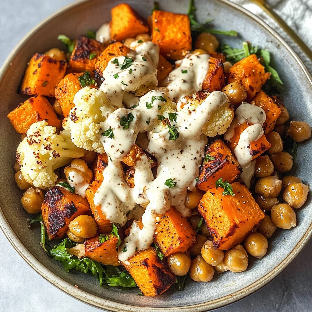Glow Bowl Recipe: Roasted Veggie, Tahini Yogurt Sauce