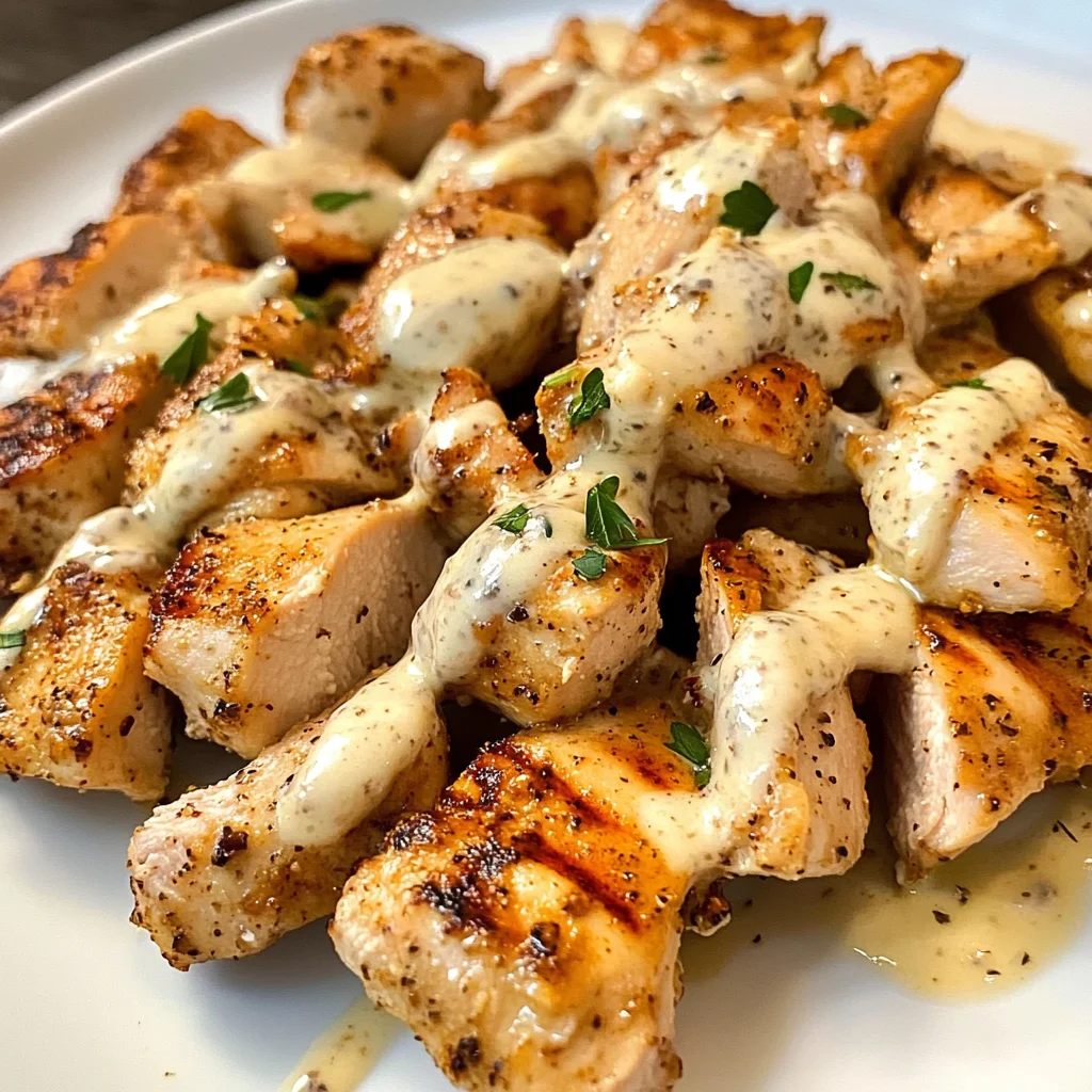 Grilled Chicken Bites with Creamy Garlic Sauce