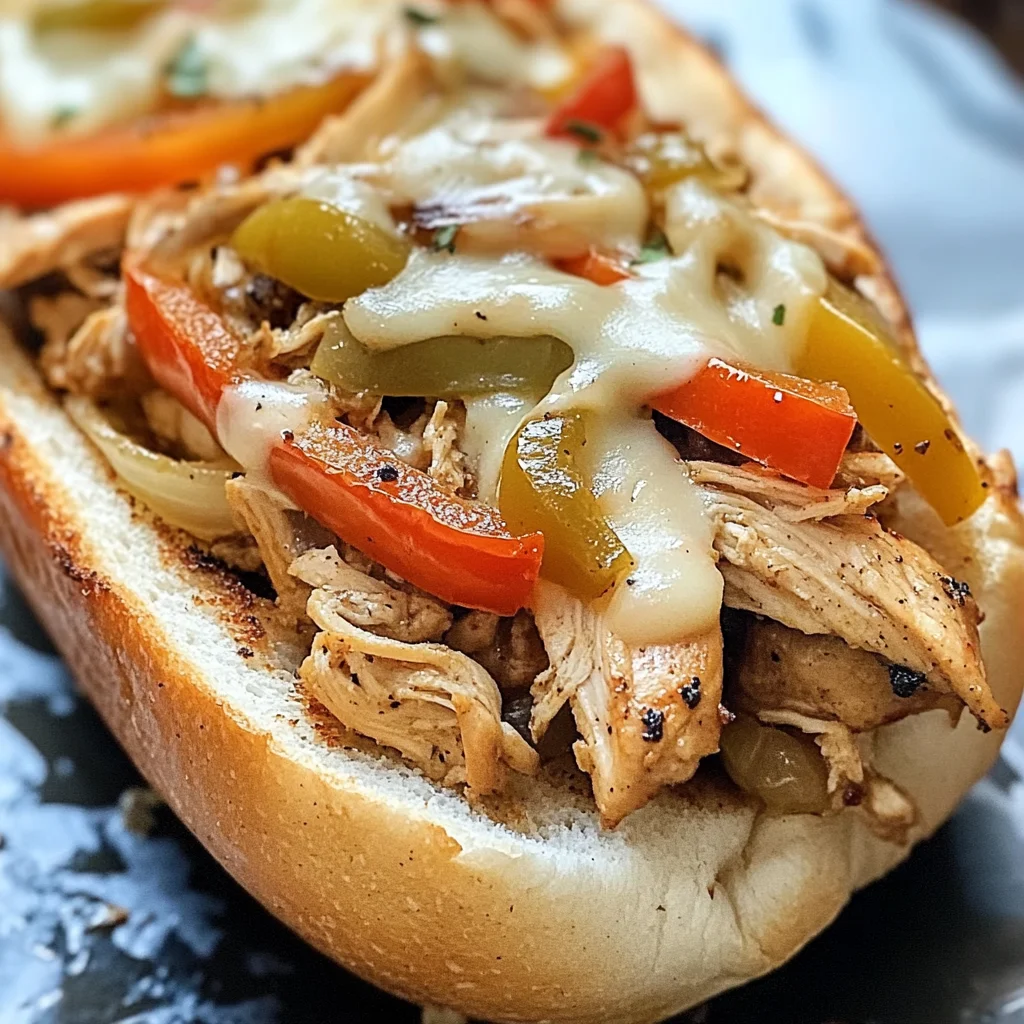 Healthy Crockpot Chicken Philly Cheesesteak Recipe