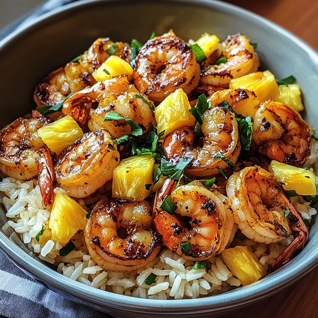 Jerk Shrimp & Pineapple Basil Rice