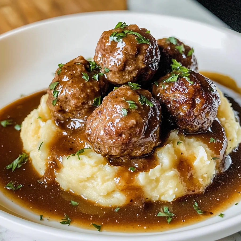 Salisbury Meatballs and Mashed Potatoes Recipe