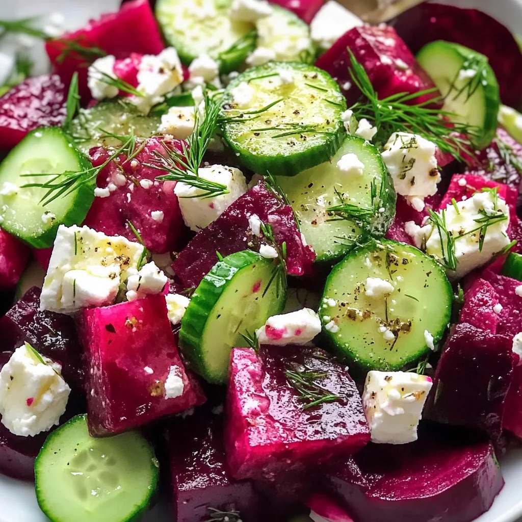 Vibrant Beet Feta Salad with Cucumber and Dill