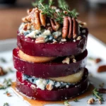 Beet, Pear & Blue Cheese Stacks with Pecans