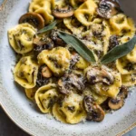 Cheese Tortellini with Butter, Mushrooms, and Crispy Sage