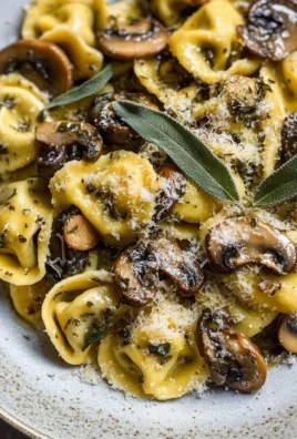 Cheese Tortellini with Butter, Mushrooms, and Crispy Sage