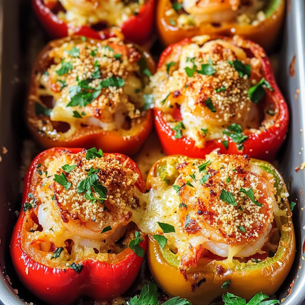 Garlic Butter Shrimp Stuffed Peppers