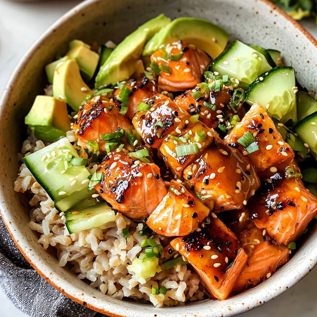 Honey Glazed Salmon Rice Bowls