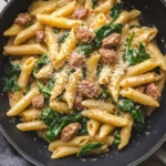 One-Pan Creamy Penne with Spinach and Italian Sausage