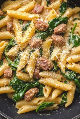 One-Pan Creamy Penne with Spinach and Italian Sausage