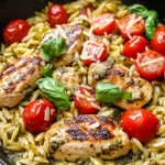 One Pan Chicken & Pesto Orzo