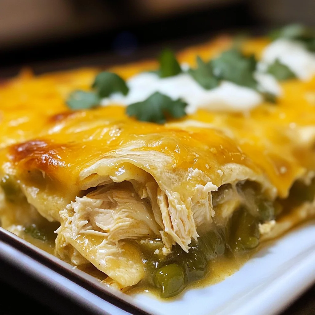 Quick and Easy Green Chile Chicken Enchilada Casserole