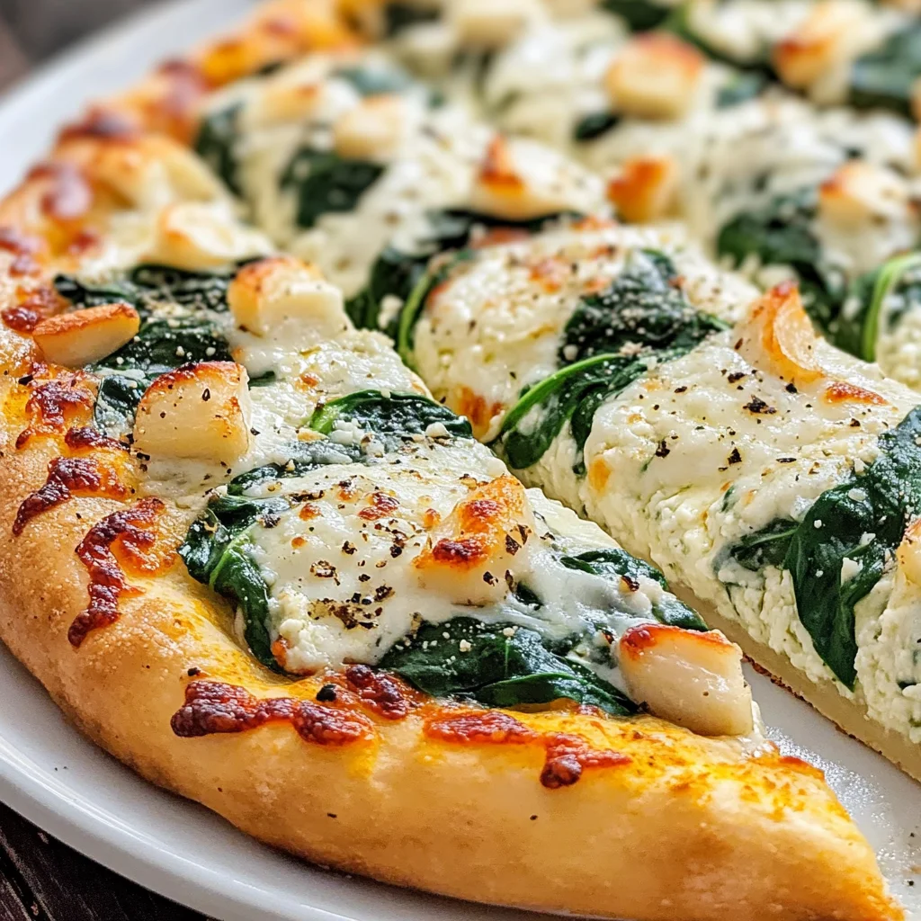Roasted Garlic Spinach White Pizza