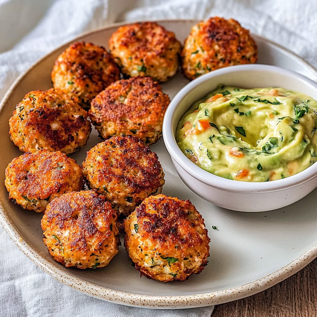 Salmon Balls with Creamy Avocado Sauce